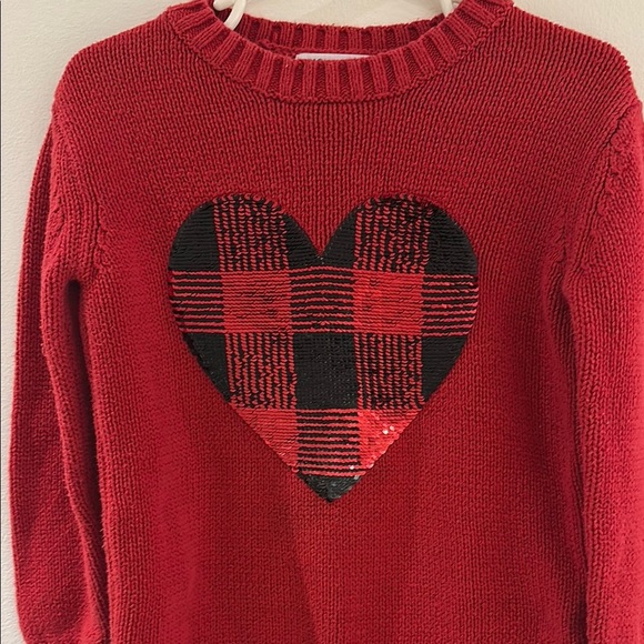 Epic Threads Red and Black Plaid Heart Crew Neck - Picture 2 of 5